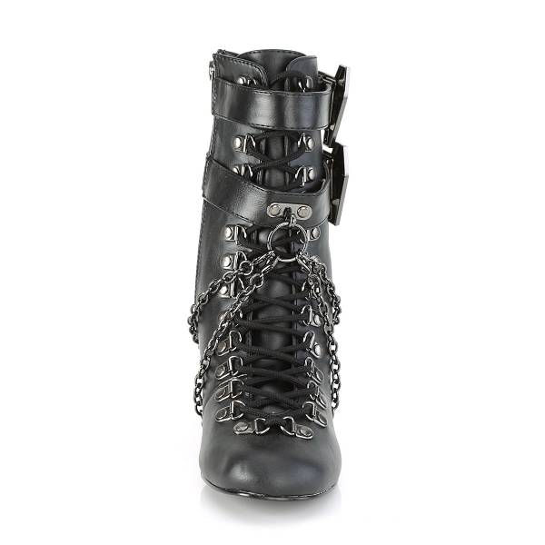 Demonia Women's Vivika-128 Ankle Boots - Black Vegan Leather D6048-97US Clearance